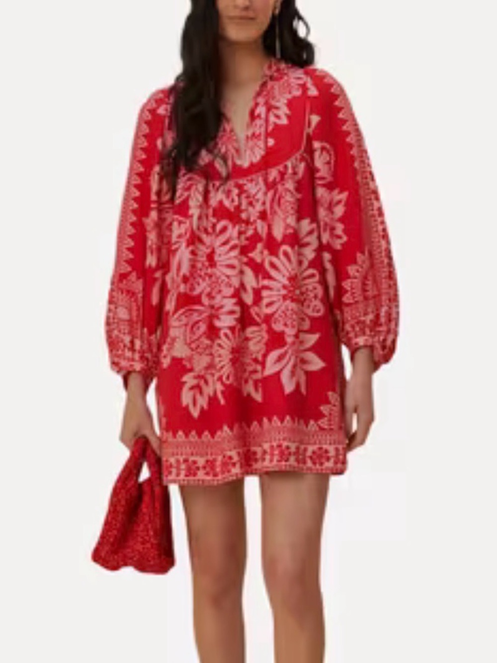 FARM Rio Red and Pink Floral Midi Dress size Small - Picture 3 of 7